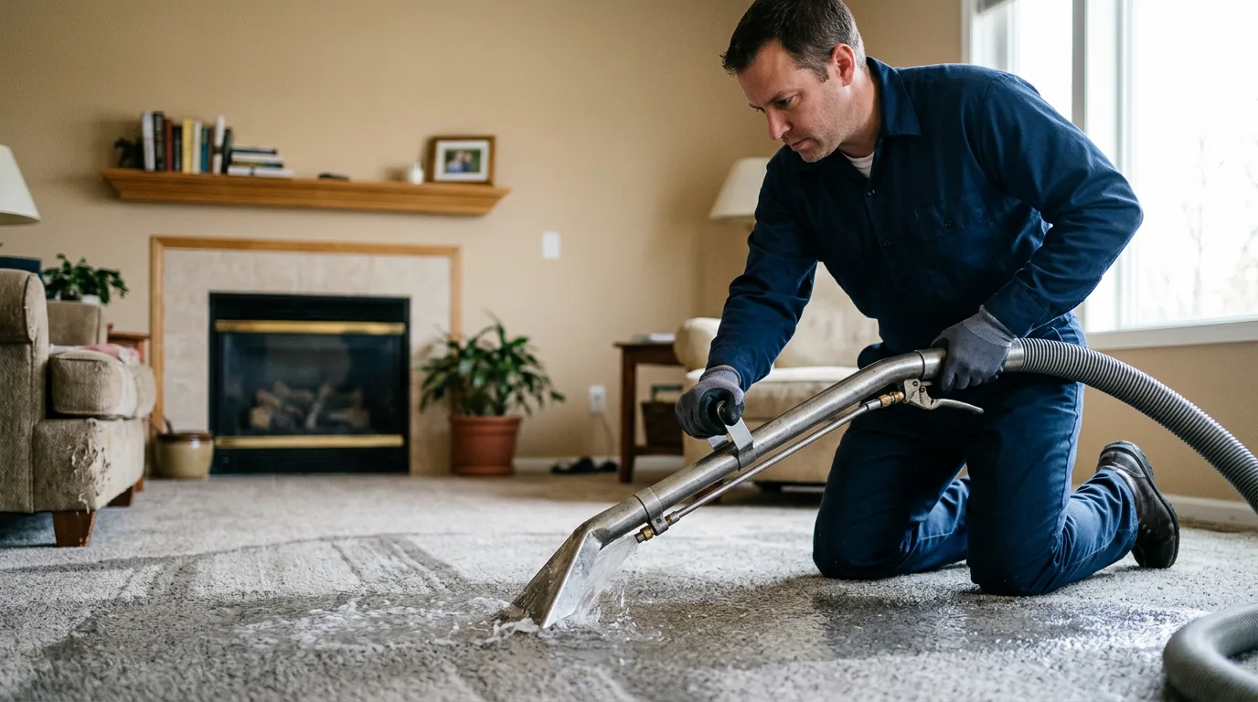 Water damage restoration technician working near Paris, OH